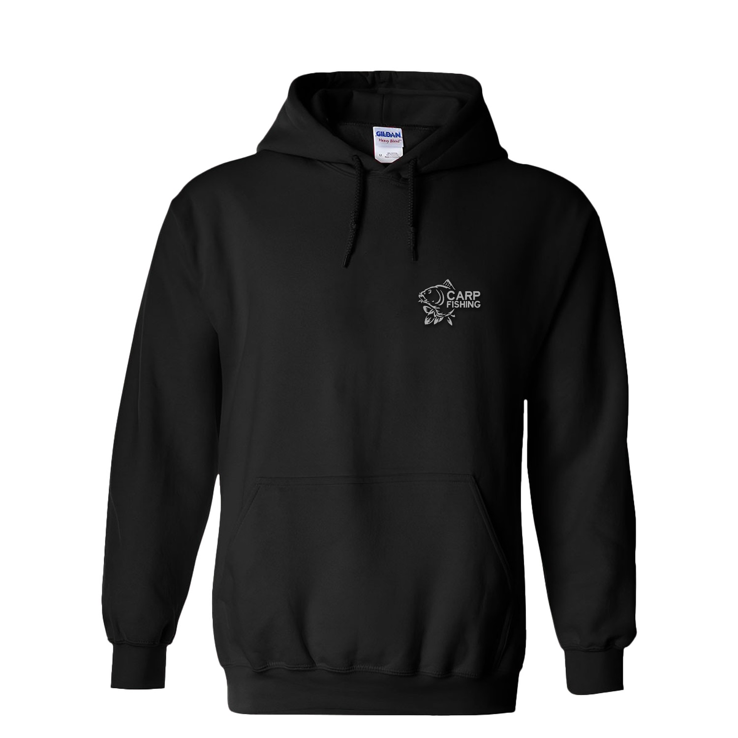 Carp Fishing Hoodie — Geborduurd — Black